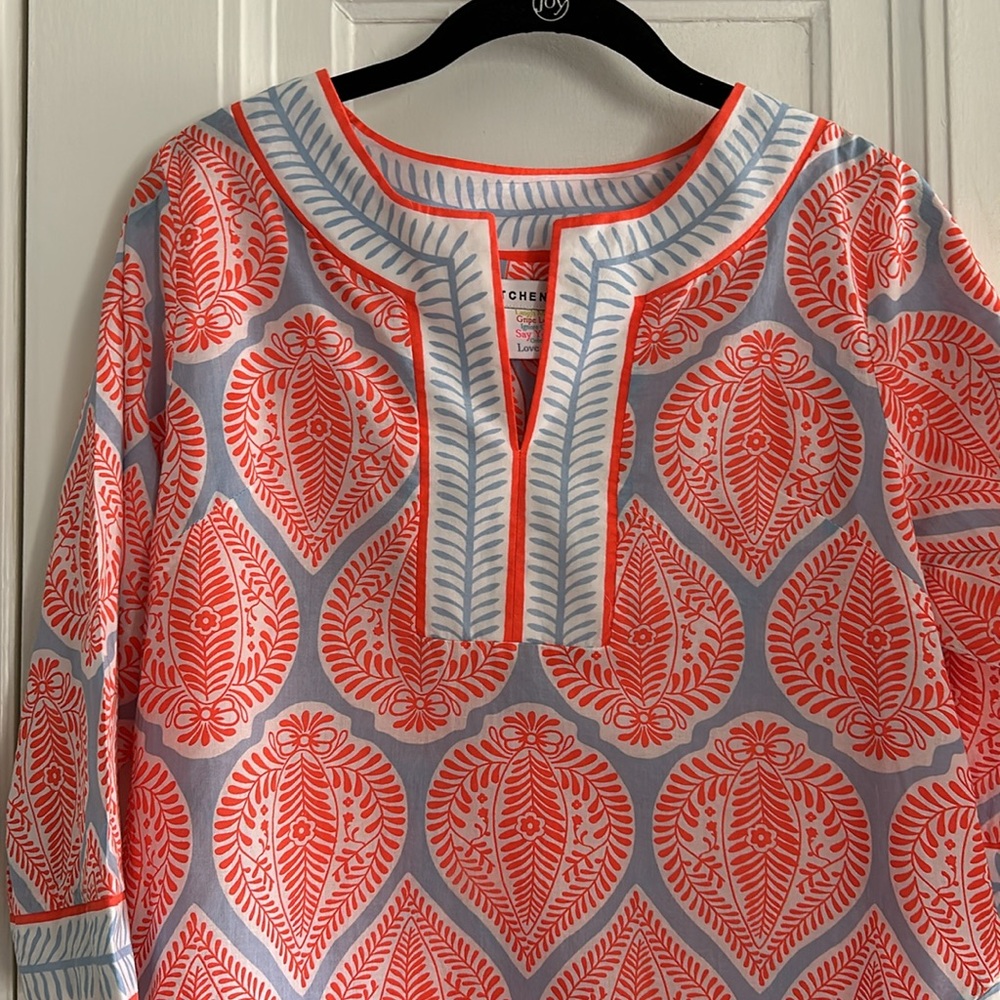 Gretchen Scott Paisley Cotton Orange Tunic Size S Small - Picture 2 of 3